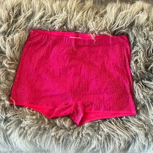NWOT Fashion Nova Sparkling Hot Pink Mini Shorts